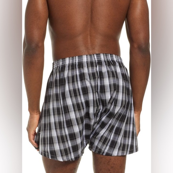 3-Pack NORDSTROM 100% Cotton Classic Fit Woven Boxer in Black-White Plaid Plack - Picture 4 of 14